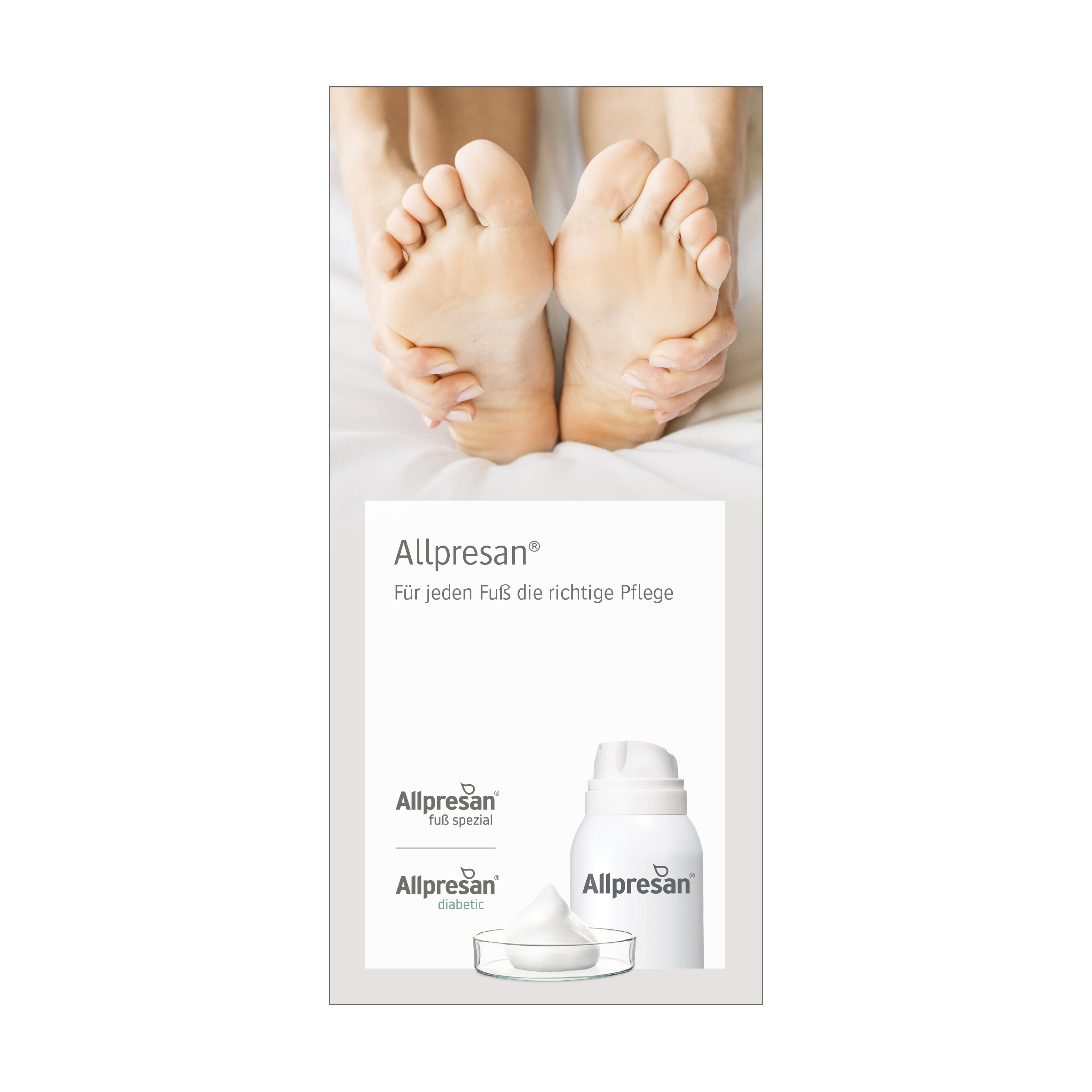 Header von Allpresan, Inotiative Fußpflegeprdukte, sowohl für medizinische als auch kosmetische Zwecke 