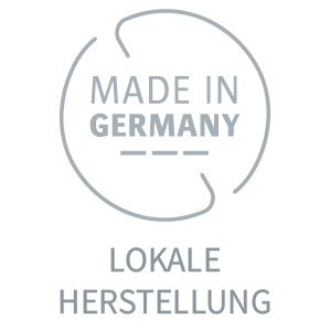 Icon der herstellung aus lokaler Umgebung made in Germany, mit weißem Hintergrund und grauem Icon 
