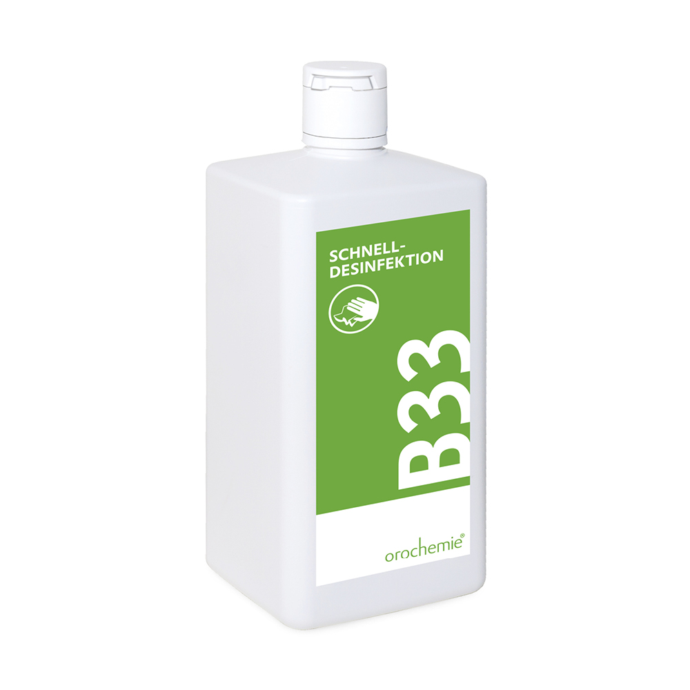Orochemie B33 Flächen/Schnell-Desinfektion für alkoholbeständige Oberflächen und Medizinprodukten.